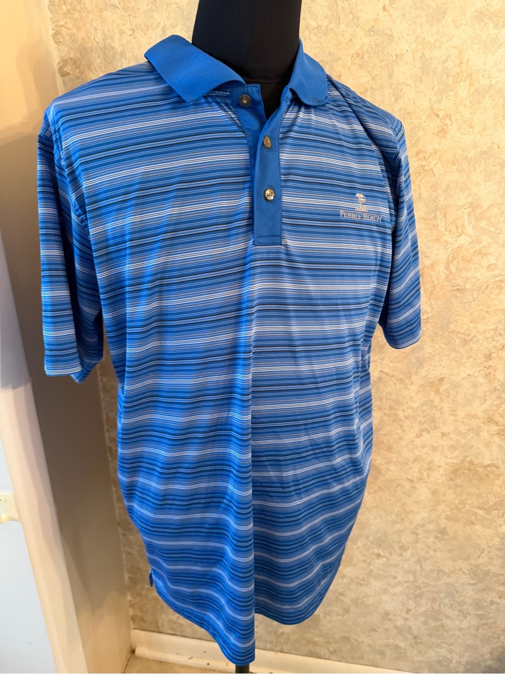 Pebble beach Blue Striped Men's Polo Shirt